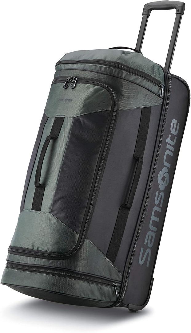 Samsonite Andante 2 Wheeled Duffel Bag 28-Inch Durable Rolling Luggage with Inline Skate Wheels, Push-Button Handle & Spacious Compartments Travel-Friendly and Lightweight - Moss Green/Black