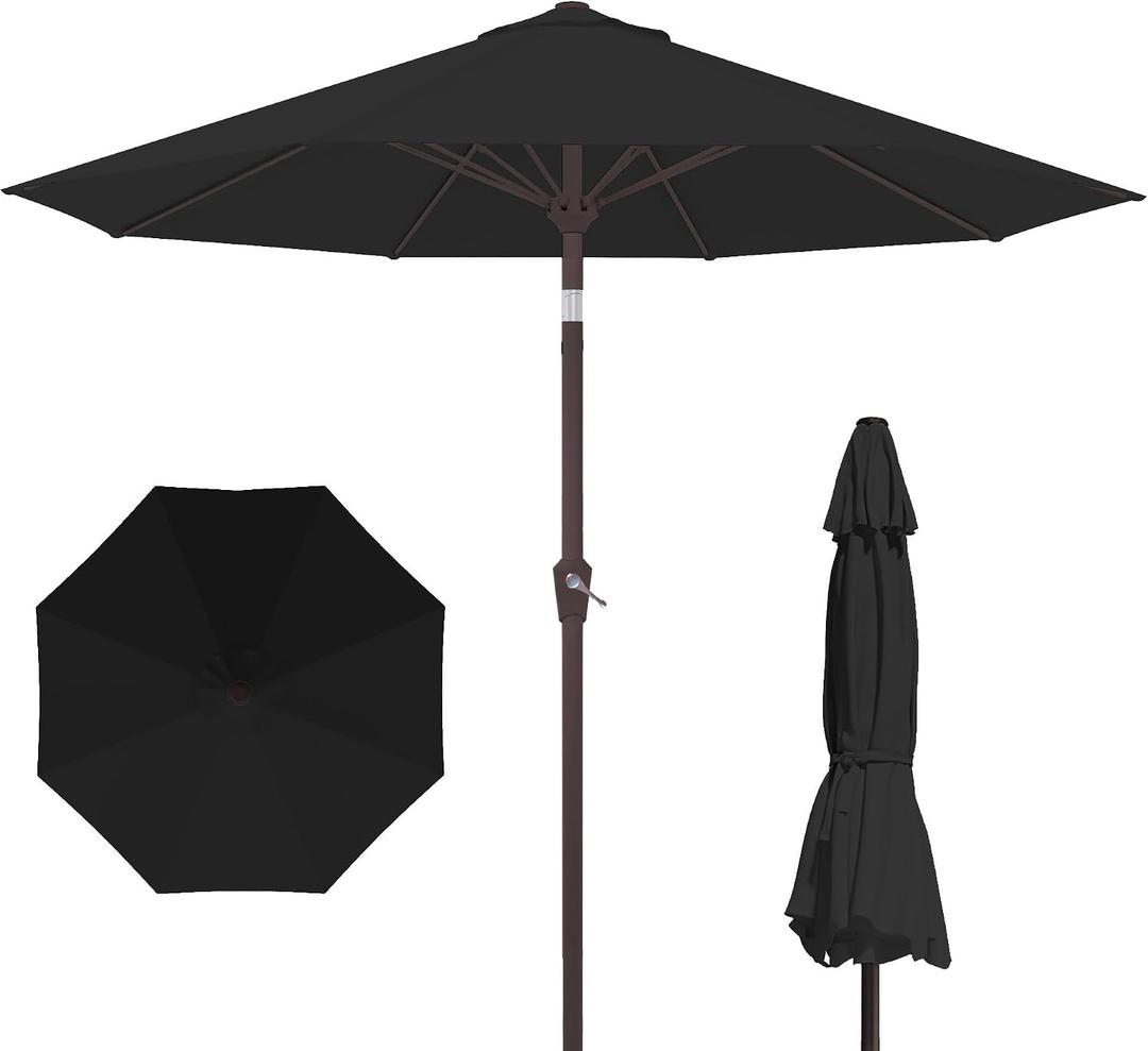 PatioKingdom 10FT Patio Umbrella with Push Button Tilt and Crank, Outdoor Market Umbrella with 8 Fiberglass Ribs, UV Protection Table Umbrella for Pool,Backyard,Garden,Deck