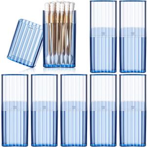 Dandat 8 Pcs Project Storage Case Portable Creative Storage Box Dental Toothpick Holder Floss Travel Case Transparent Flosser Dispenser Container for Teeth Cleaning Cotton Swab(Blue)