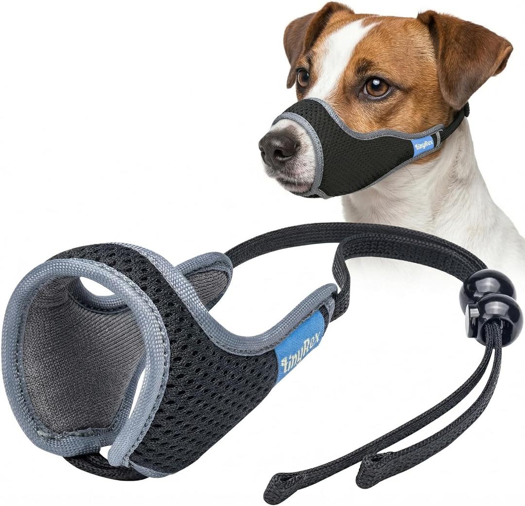 One-Pull Adjustable Dog Muzzle for Small Dogs, No Size Guessing, Soft Comfort Fit, Allows Panting & Drinking, Prevents Biting, Size 1 (Snout Length: 1.41.9")