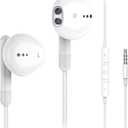 Kimwood Wired Earbuds with Microphone, Wired Earphones in Ear Headphones HiFi Stereo, Powerful Bass and Crystal Clear Audio, Compatible with iPhone, iPad, Android, Computer Most with 3.5mm Jack (regular, White)