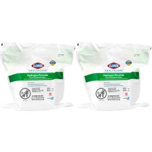 Clorox Healthcare Hydrogen Peroxide Cleaner Disinfectant Wipes, 12" x 11", Refill for Bucket, 185 Count, Pack of 2 