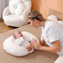 Nursing Pillow and Positioner with Cover for Breastfeeding and Bottle Feeding, Propping Baby, Tummy Time, Baby Sitting Support, Awake-Time Support (Beige, 22" x 17.7" x 5.9")
