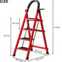 4 Step Folding Ladder with Handrails, Heavy Duty 800 lbs Step Stool, Anti-Slip Wide Pedals, Portable Foldable Stepladder for Home Kitchen Closet Indoor