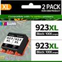 Black 2Pack 923XL Ink Cartridge High-Yield with Chip Compatible with Home Office School Printers Replacement for Pro 8120 8122e 8132e 8124e 8125e 8130 (923XL-2Black)