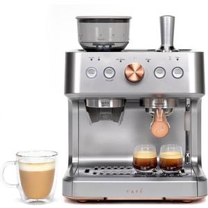 Caf Bellissimo Semi Automatic Espresso Machine + Milk Frother | WiFi Connected, Smart Kitchen Essentials | Built-In Bean Grinder, 15-Bar Pump & 95-Ounce Water Reservoir | Steel Silver