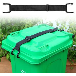 Metal Non-Slip Double Claw Trash Can Lid Lock, Adjustable Animal-Proof & Windproof Garbage Can Lock, Universal Fit for 28-96 Gallon Outdoor Bins (1)
