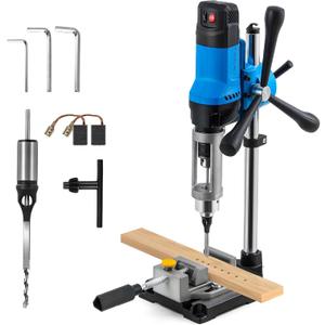 Bonvoisin Benchtop Drill Press with Square Hole Drill Bit, Bench Mortising Machine for Woodworking, 860W Electric Drilling Machine Chuck Capacity 1.5-10mm