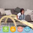 Pikler Triangle Set, 7 in 1 Foldable Climbing Toys Set for Kids, Baby Jungle Gym with Ramp & Arch,Wooden Montessori Climbing Set Indoor for Toddler (Natural)