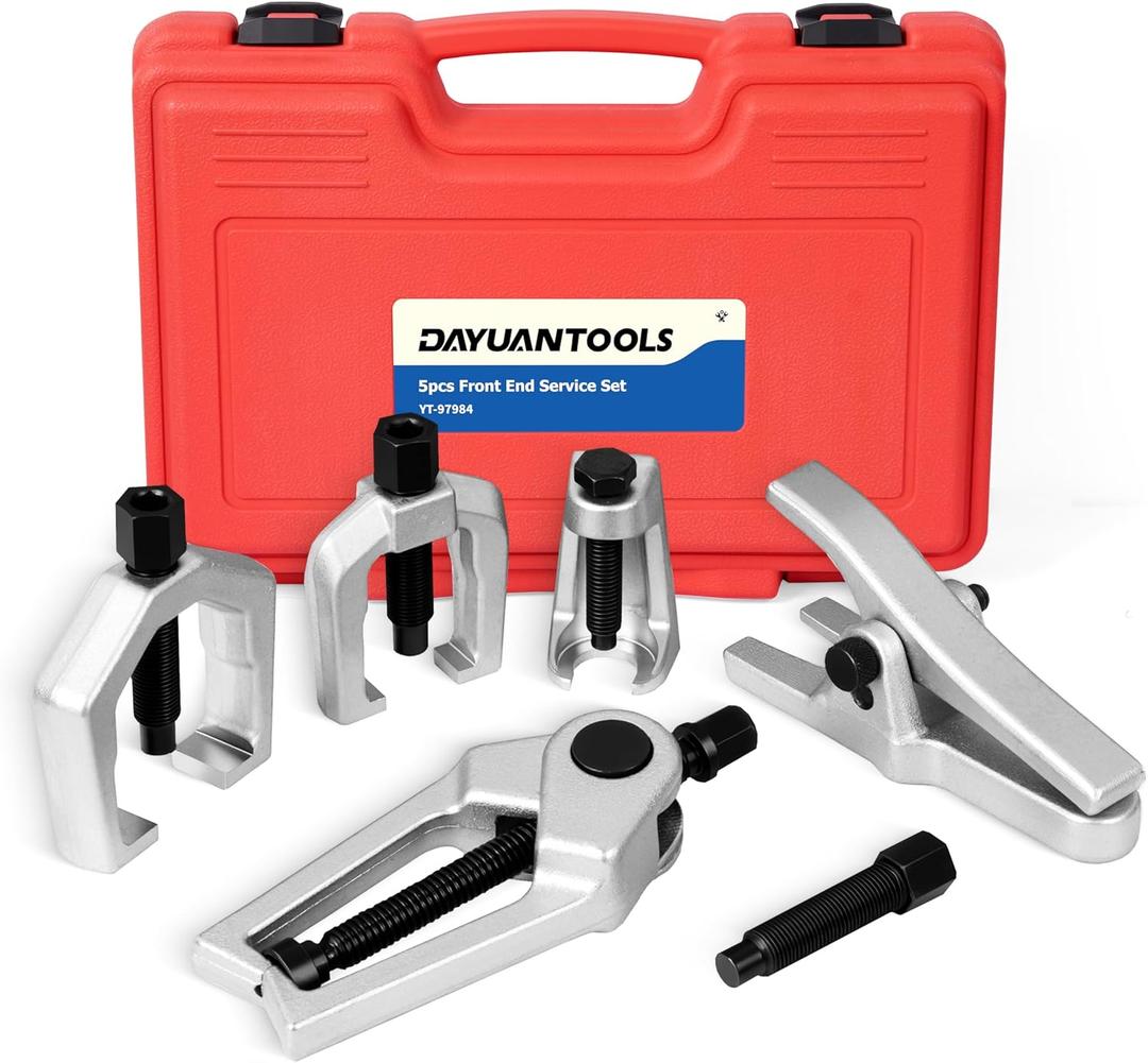 DAYUAN 5pcs Professional Front End Service Tool Kit, Pitman Arm Puller, Ball Joint Separator Tie Rod Remover Tool (Red)
