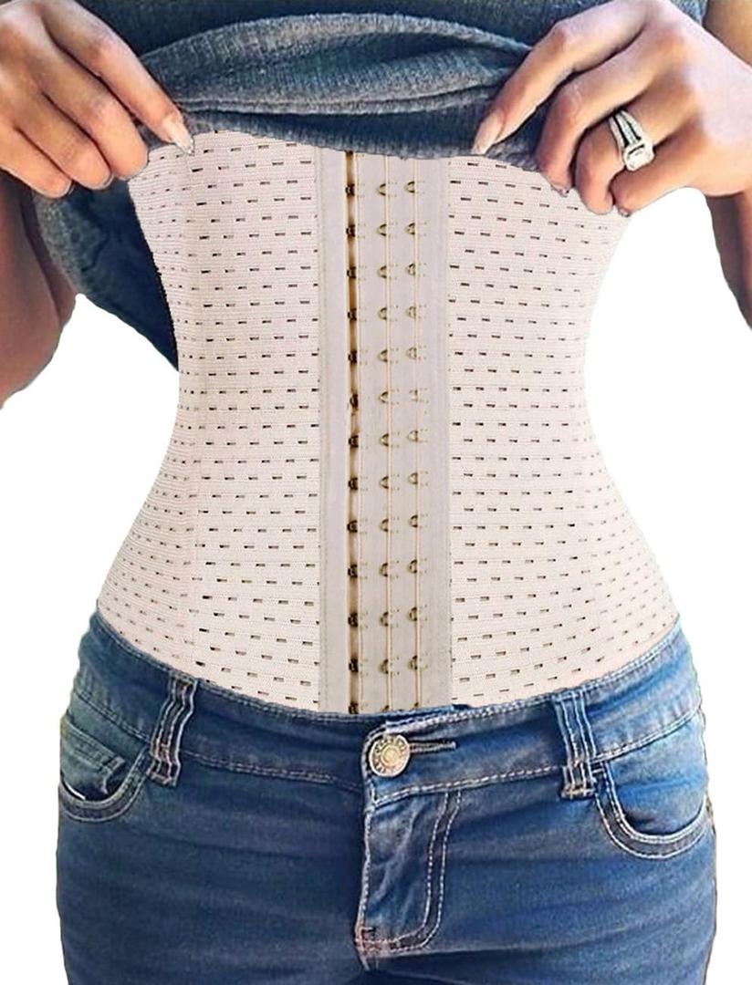 FLORATA Waist Trainer for Women Corset Shapewear Tummy Control Waist Cincher Girdle Beige XL
