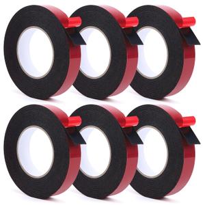 Strong Double Sided Tape Heavy Duty - 6 Pack 1 x 15 Flexible Double Sided Foam Tape for Automotive Use with Durable Adhesion, Applicable for Ceramic Tiles, Marble, Wood, Glass, Plastics, Metal
