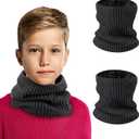 Kids Neck Warmer Winter Neck Gaiters,Fleece Balaclava Cold Weather Windproof Face Mask for Boys Girls (Black+black)