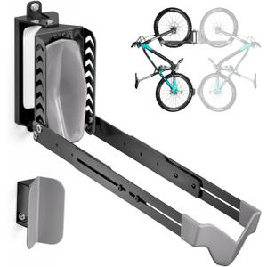 Swivel Bike Rack Wall Mount, Bike Hangers for Garage, Space-Saving Vertical Bike Holder, Holds up to 77 lbs, Bicycle Wall Hanger Storage, No Heavy Lifting Required Indoor Hanging Bike Rack-Gray (1 Pack)
