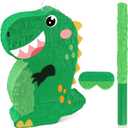 Hooqict Dinosaur Pinata Dino Party Pinata with Blindfold and Bat Stick for Kids Boys Green Dinosaur Theme Baby Shower Birthdays Party Decorations Supplies