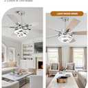 52" Ceilling Fan with Light Chandelier Fan Modern DC Motor Dimmable Led Fandelier Ceiling Fan with Light for Bedroom, Living Room (Silver)
