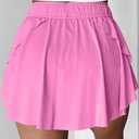 EARKOHA Women's Mini Skort Casual Tennis Skirt High Waisted Flowy Athletic Mini Skirt with Shorts (Pink, S)