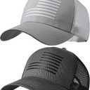 American Flag Trucker Hat,USA Hat for Men Women Snapback Baseball Cap Adjustable Breathable Mesh Side Durable Hats (Black)