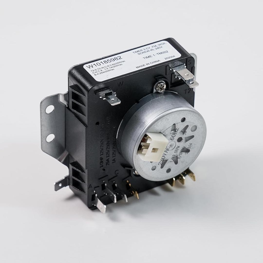 OEM W10185982 WPW10185982 Dryer Timer Compatible with Whirlpool Maytag Amana WGD4800XQ0 110C61182011, WED4815EW1, YWED5200VQ1, OEM Dryer Timer Replacement 418-618-20-b5, PS11749831