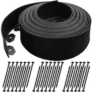 40 FT Landscape Edging No Dig [Extra Tall 4 Inch High] with 36 Spikes, Heavy-Duty Plastic Garden Edging Border (Black, 40FT)
