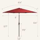 6 Ft Outdoor Patio Umbrella, Easy Open/Close Crank and Push Button Tilt Adjustment - Wine Red Burgundy Market Umbrellas