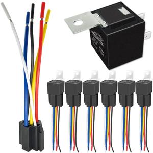irhapsody 80/60Amp 12V 5-pin Relay Kit, SPDT 12-Volt Automotive Relay with Heavy-Duty Pigtail, 6-Pack