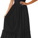 ZESICA Women's 2026 Summer Boho Spaghetti Strap Square Neck Solid Color Ruffle A Line Beach Long Maxi Dress (Medium)
