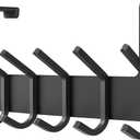 Matte Black Over The Door Hooks Heavy Duty Stainless Steel Door Hanger with 6 Double Hooks for Hanging Towels, Coats, Robes, Hats, Bags No Drill Over Door Towel Rack for Bathroom & Bedroom