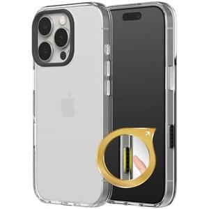 RhinoShield Clear Case with Camera Control Capture Button Compatible with [iPhone 16 Pro Max] | Advanced Yellowing Resistance, High Transparency, Protective Phone Case - Black Camera Ring