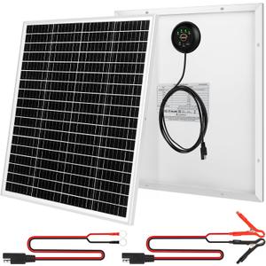 30W 24V Solar Panel SAE Connector Kit, Waterproof 30 Watts Solar Battery Trickle Charger Maintainer + PWM Controller + SAE Connection Cable for Car RV Boat Motorcycle Trailer