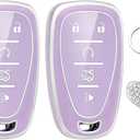 LECART Purple Key Fob Cover Fit for Hyundai Elantra Sonata Tucson Santa Fe Kona Ioniq 6 2025 2024, 5 Buttons Soft TPU Protective Case with Stylish Keyring, Full Protection Design 2 Pack