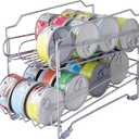 Pet Food Can Dispenser | Holds 24 Cans | Space Saving | Stackable | Cabinet Organizer | Chrome (15.5"x 5.5"x 10")