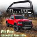 Bull Bar Front Bumper Grille Guard Replacement for 2019-2024 Ram 1500, Bull Bar for 2019 2020 2021 2022 2023 2024 Ram 1500, 3" BullBar Grille Heavy-Duty Steel with Removable Skid Plate,Black