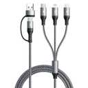 5 in 1 Multi Charging Cable,1Pack 4Ft USB A/C Multi Charger Cable to Lightning/Type C/Micro USB Ports Braided Multiple Charger Cord for All Devices for iPhone Series/Samsung/Tablets/PS and More