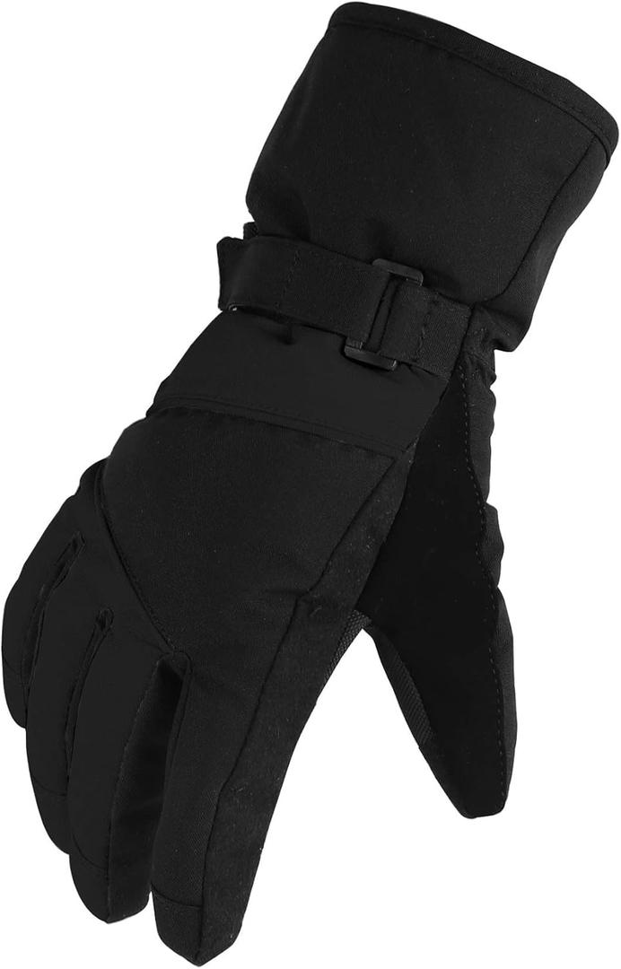 MAGARROW Kids Winter Warm Windproof Outdoor Sports Gloves for Boys Girls (6-8 years, All-black)