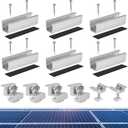 6 Pcs Solar Panel Mounting Brackets Rails, Solar Panel Mid and End Clamps Kit for Rooftop Mount PV Modules Fixing