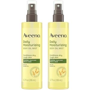 Aveeno Daily Moisturizing Body Oil Mist with Oat & Jojoba Oil for Dry Sensitive Skin, Nourishing Body Spray for Smoother Skin, Paraben-, Silicone- & Alcohol-Free, Twin Pack, 6.7 fl. oz, 2 Pack