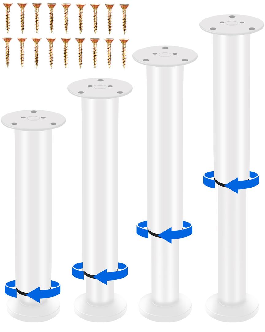 Wlrrcwdttc Metal Adjustable Furniture Legs 3.15-4.72 inch, Adjustable Cabinet Legs for Sofa/Bed/Chair/Couch/Dresser/Table,Heavy Duty Bed Replacement Support Legs for Bed Frame/Bed Center Slat, 3 pieces (Silver)