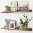 FLYJOE Picture Ledge Shelf, Floating Shelves Set of 2, 36 Inches Nursery Book Shelves for Toys Storage, Kids Bookshelf Wall Mounted for Living Room Bedroom Decor Books Photo Frames, Walnut