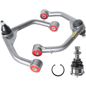 Front Upper Control Arm for 2009-2018 Dodge Ram 1500 4WD, 2019-2024 Ram 1500 Classic 4WD, 2-4" Lift Silver Tubular Arms with PU Bushings and 1 Spare Ball Joint