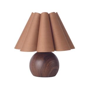 KUNJOULAM Cute Small Table Lamp, Modern Bedside Nightstand Lamp with Coffee Fabric Lampshade, Metal Base for Bedroom Home Office Decor (Without Buld)