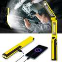Work Light, Ropelux Rechargeable LED Work Light 1500 Lumens, Portable Flashlight 180 Rotate 3 Modes, with 3 Magnetic Base and Hook Mechanic Light, for Car Repairing/Under Hood/Emergency (Yellow)