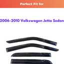 KPY Rain Guards Fit for 2006-2010 Volkswagen Jetta Sedan, Out-Channel Window Visors Vent Wind Deflectors 4PC, Car Accessories for 06-10 VW Jetta Sedan