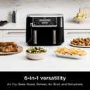 Ninja DZ550 Foodi 10 QT 6-in-1 DualZone Smart XL Air Fryer with 2 Independent Baskets, Smart Cook Thermometer for Perfect Doneness, Match Cook & Smart Finish to Roast, Dehydrate & More, Grey