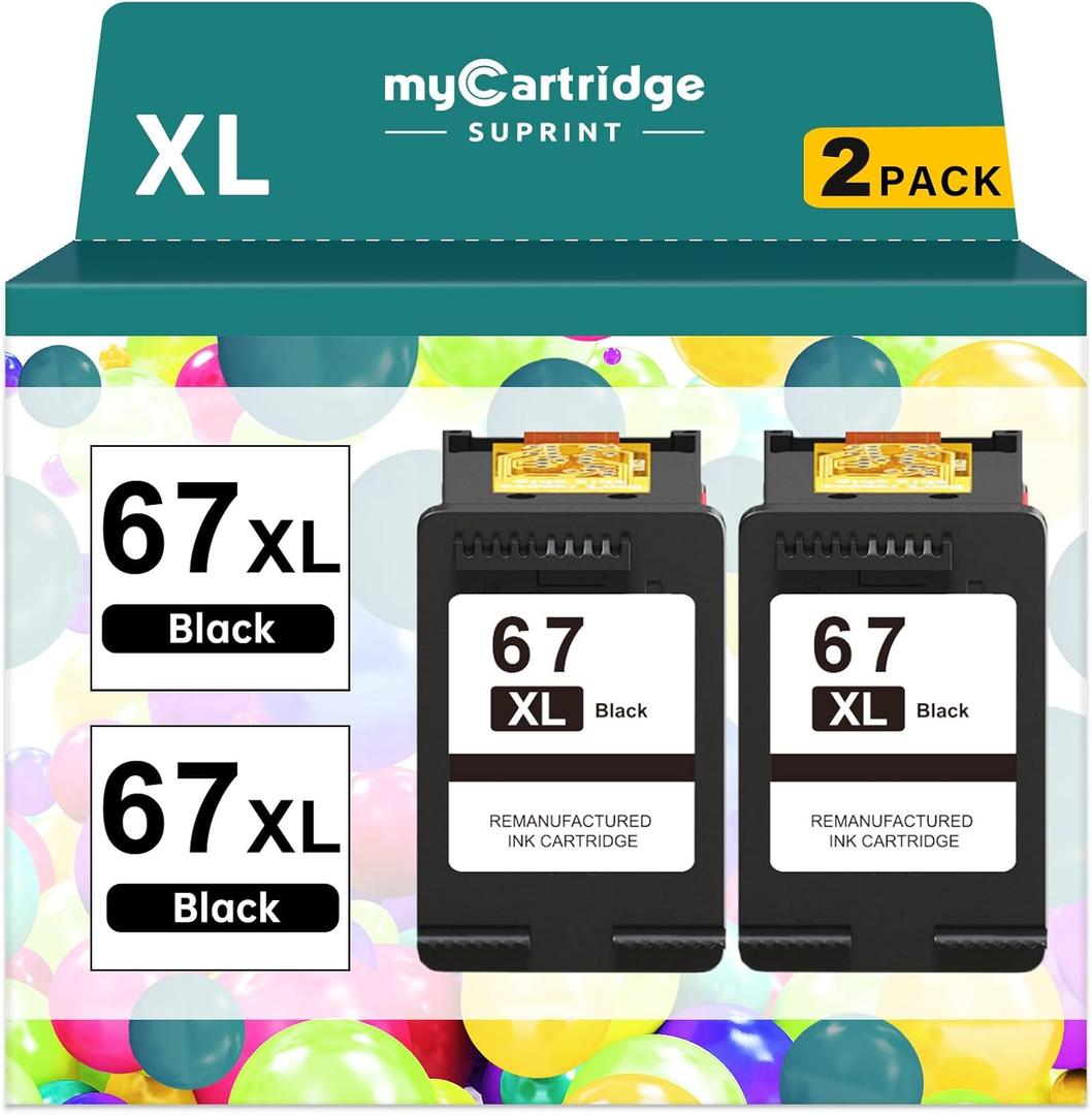 67XL Black Ink Cartridge for HP Ink 67 Replacement HP 67 Black Ink Cartridge HP67 HP67XL Envy 6055e 6000 6455e 6400 6458e DeskJet 2755e 2700 2700e 2752e 2734e 4155e 4100e Printer Ink HP 67