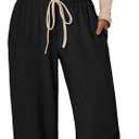 Trendy Queen Women's 2 Piece Matching Lounge Set Long Sleeve Side Ruching Top Wide Leg Drawstring Pants Set with Pockets, Large
