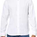 Nautica Mens Long Sleeve Solid Linen Button Up Shirt (Small, 1bw)