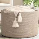 Goodpick 65L Blanket Basket, 19.7"x12.6" Cotton Rope Blanket Basket Living Room, Toy Organizers and Storage with Handles for Kids