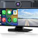 Wireless Apple CarPlay Screen for Car, 10.26" Touchscreen with Portable Car Stereo CarPlay & Android Auto, 4K Front Dash Cam, 1080P Backup Camera, Mirror Link, Voice Control, GPS Navigation (Brown)
