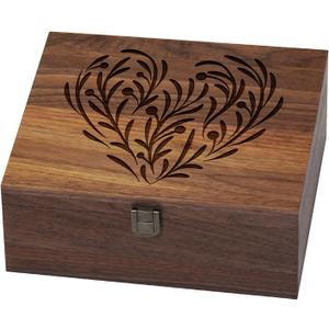 Walnut Wooden Memory Keepsake Box with Hinged Lid and Latch for Precious Items, Decorative Keepsake Box for Memories,Commemorative Gift